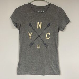 Aeropostale Grey tee with  metallic graphic , Medium